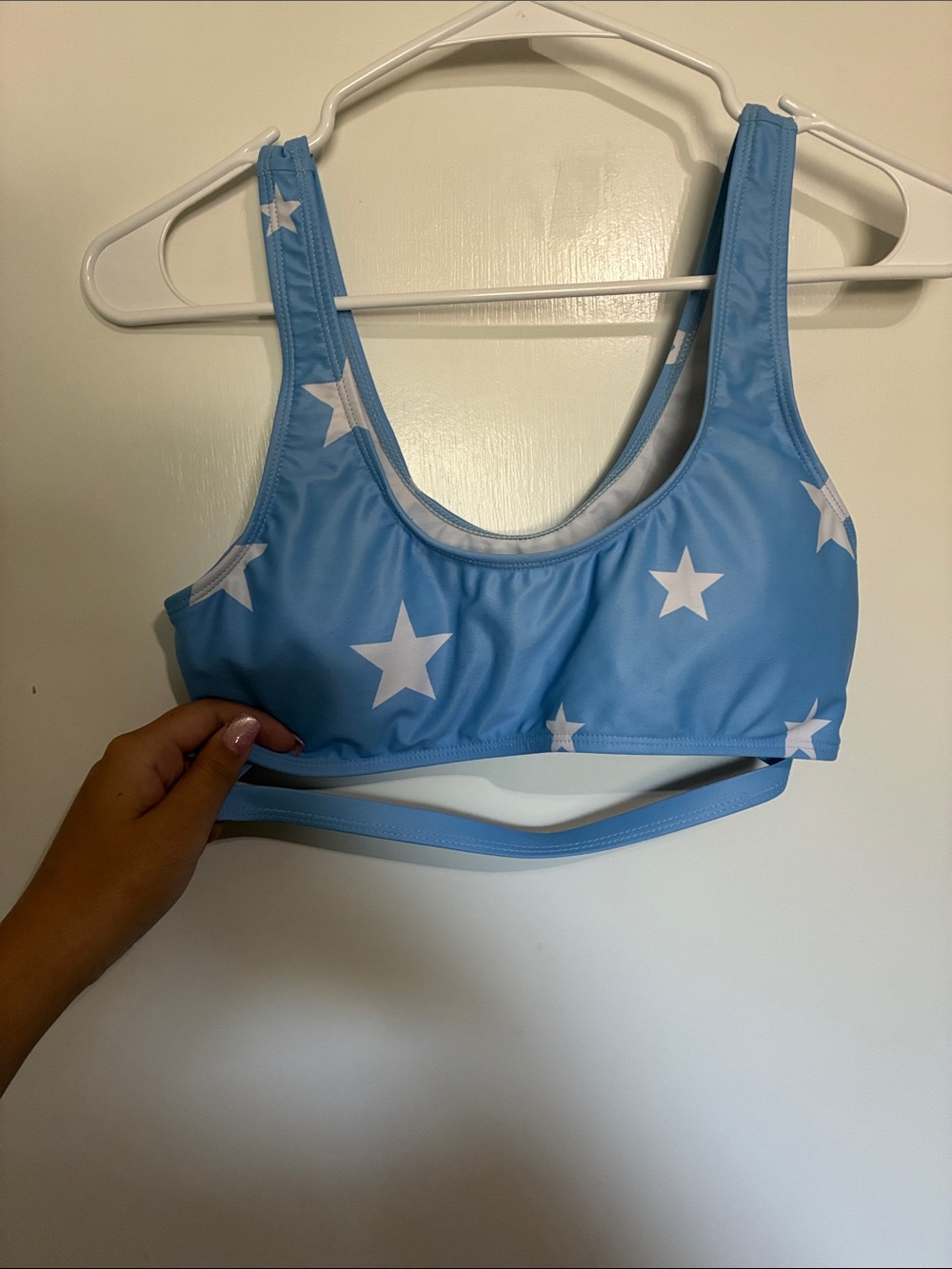 SHEIN Light Blue Star Print Bikini Top